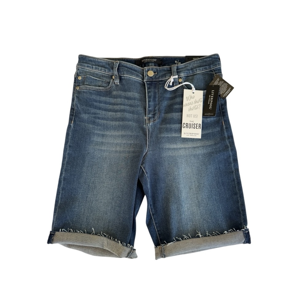 Liverpool Women's Blue Denim 'The Cruiser' Bermuda Jean Shorts Womens Size 8/29
